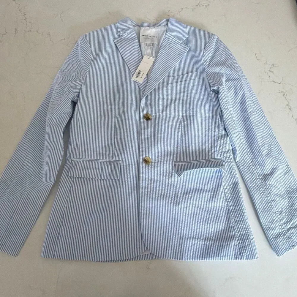 Janie and Jack The Seersucker Blazer Light Blue Stripe Size 16